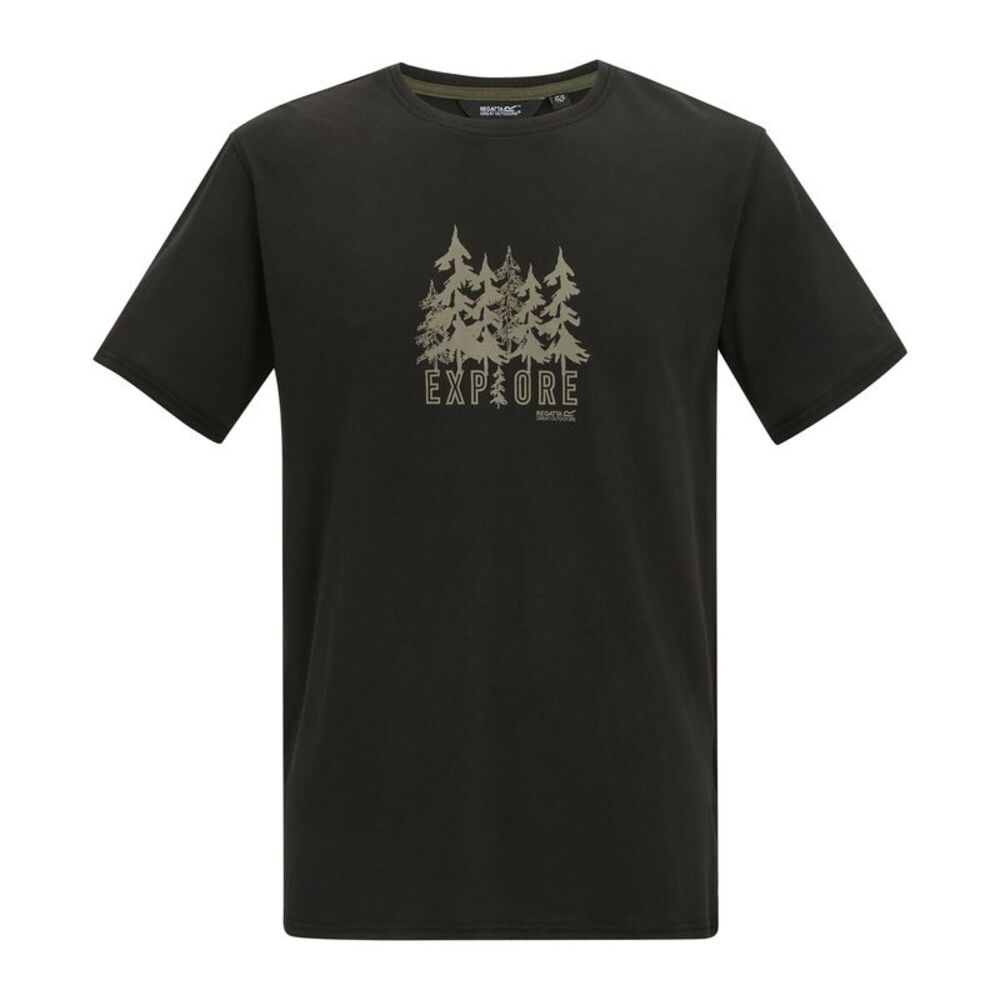 Regatta Mens Cline IX Explore Forest Trees T-Shirt / Black